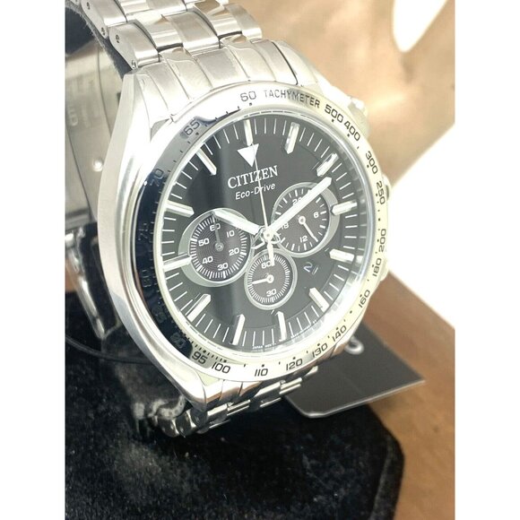 Citizen Men's Watch CA4540-54E Eco Drive Black Dial Chronograph Silver Steel - Picture 13 of 14